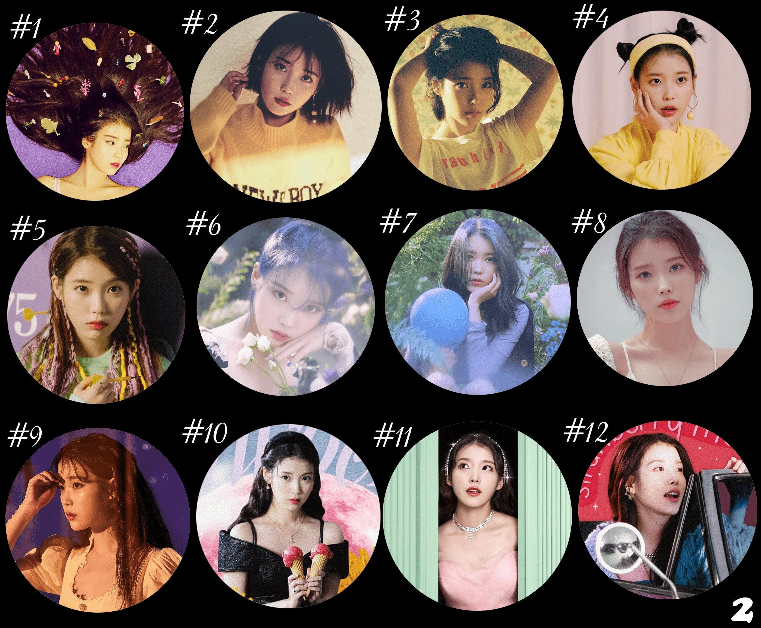 IU "The Winning" / "Strawberry Moon" / "Celebrity" / "Eight" / "Lilac" / "Love Poem" / "Palette" / "Chat-shire" Pinback Buttons / Kpop Buttons / Kpop Bias Pin