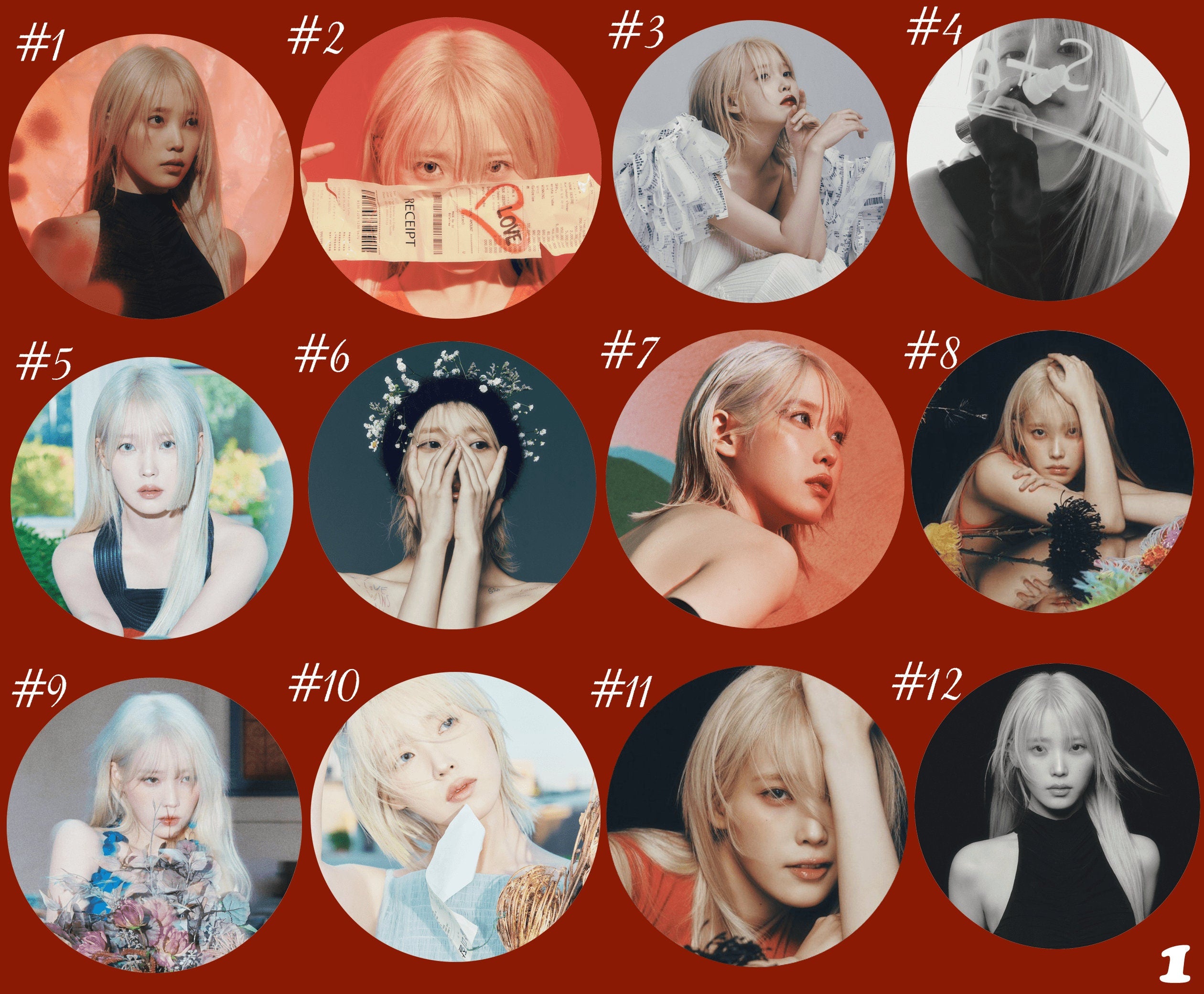 IU "The Winning" / "Strawberry Moon" / "Celebrity" / "Eight" / "Lilac" / "Love Poem" / "Palette" / "Chat-shire" Pinback Buttons / Kpop Buttons / Kpop Bias Pin