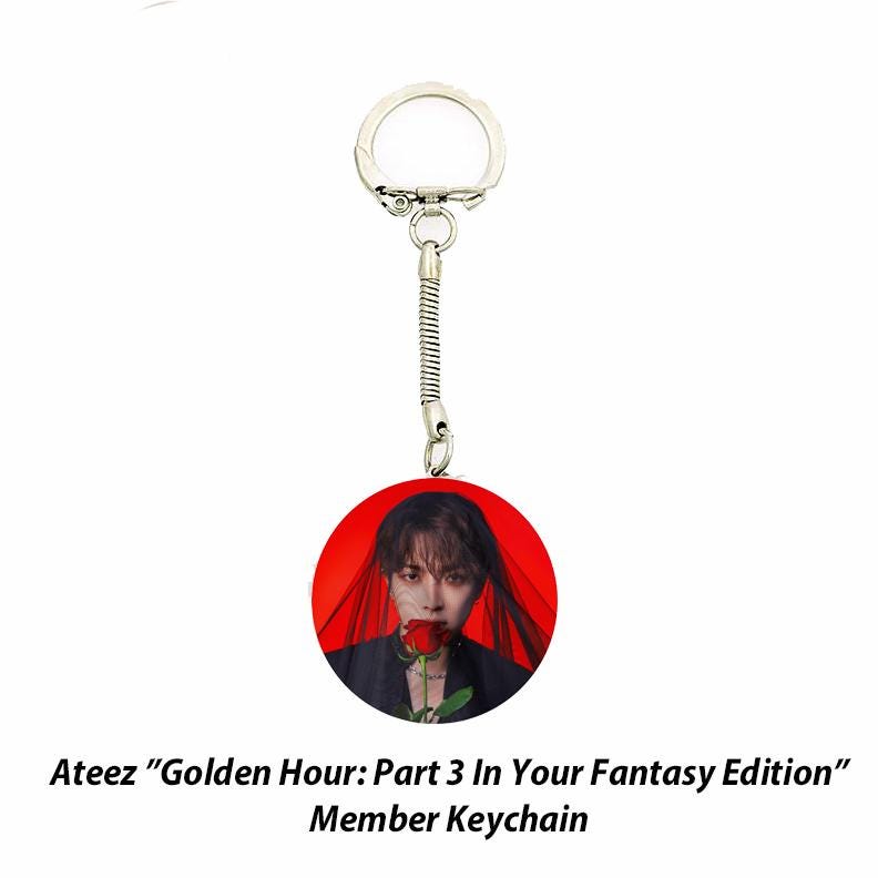 Ateez "GOLDEN HOUR : Part.3 In Your Fantasy Edition" Member Keychain/ Kpop Bias Keychain / Kpop Merch